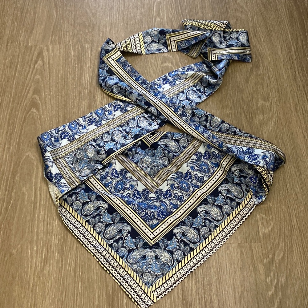 Blue Satin Tie Around Top
